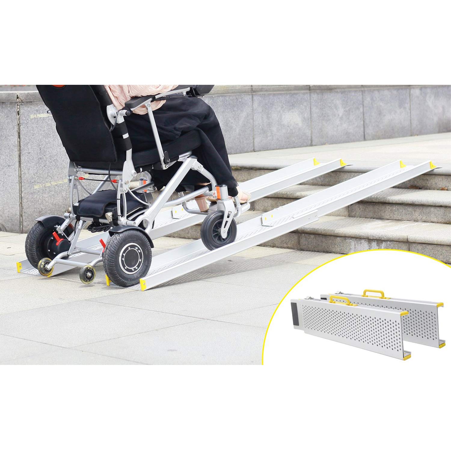 Rampa telescopica in alluminio premium per sedia a rotelle, fino a 182,8 cm (MR10719-6)
