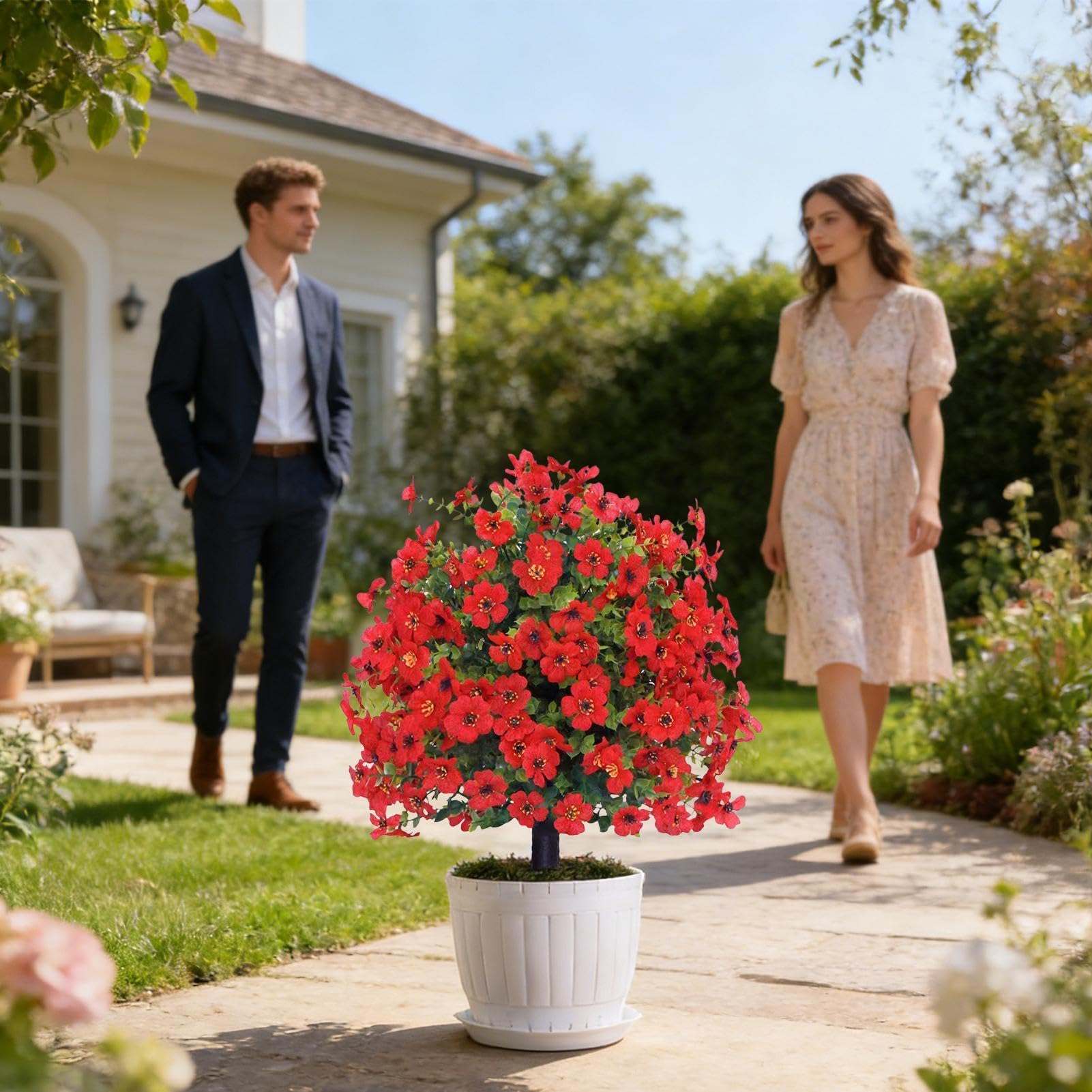 Arbustes Artificiels pour Extérieur - Boule Topiaire Réaliste à Pointes - Factices pour Jardin