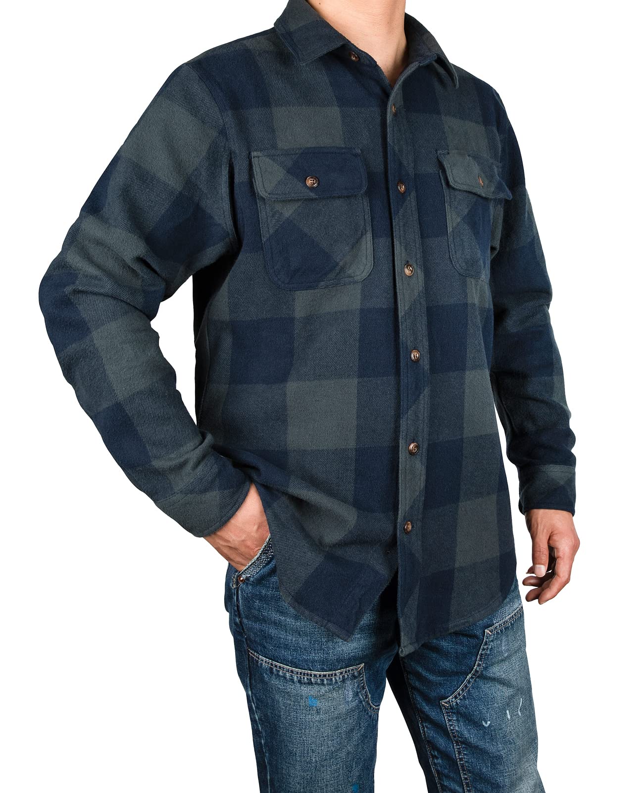 ZENTHACE Flanella Camicia Button-Down Uomo