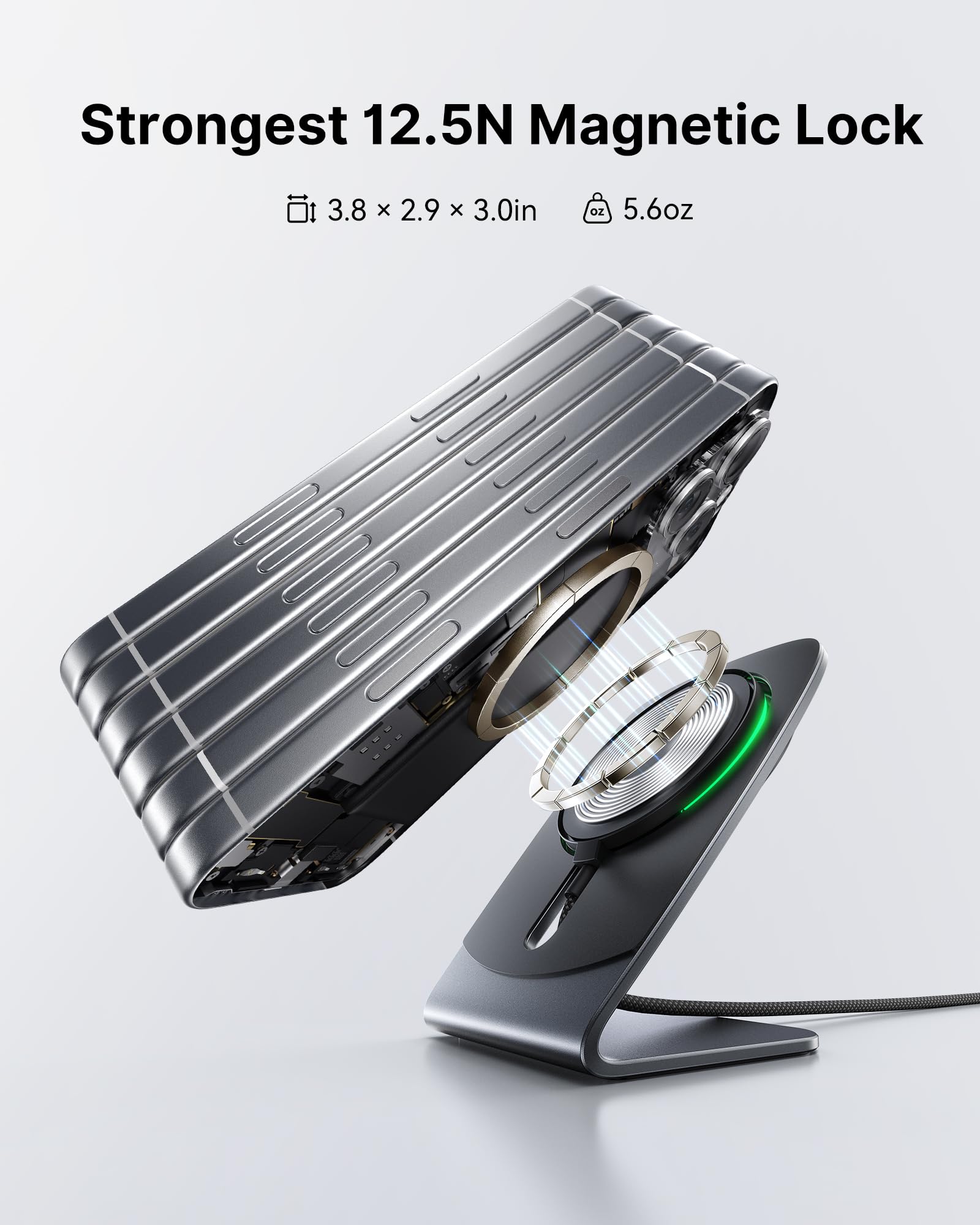 INIU Chargeur magnétique sans fil certifié Qi2 15 W avec rétroéclairage adaptatif et adapté au sommeil, chargeur pour iPhone 16 15 14 13 12, AirPods 4 3 Pro2 Pro (avec adaptateur)