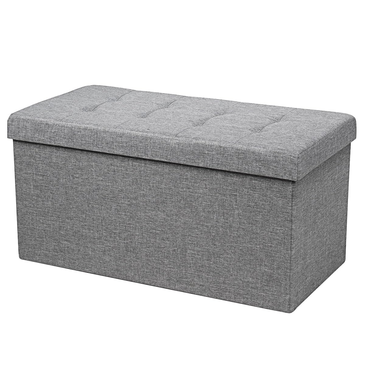 COSTWAY Otomana de Almacenamiento Plegable, 80 x 41 x 41 cm, Taburete Almacenaje, Puff Almacenaje, Banco para Zapatos con Asiento Acolchado para Sala de Estar, Dormitorio y Entrada (Gris Claro)