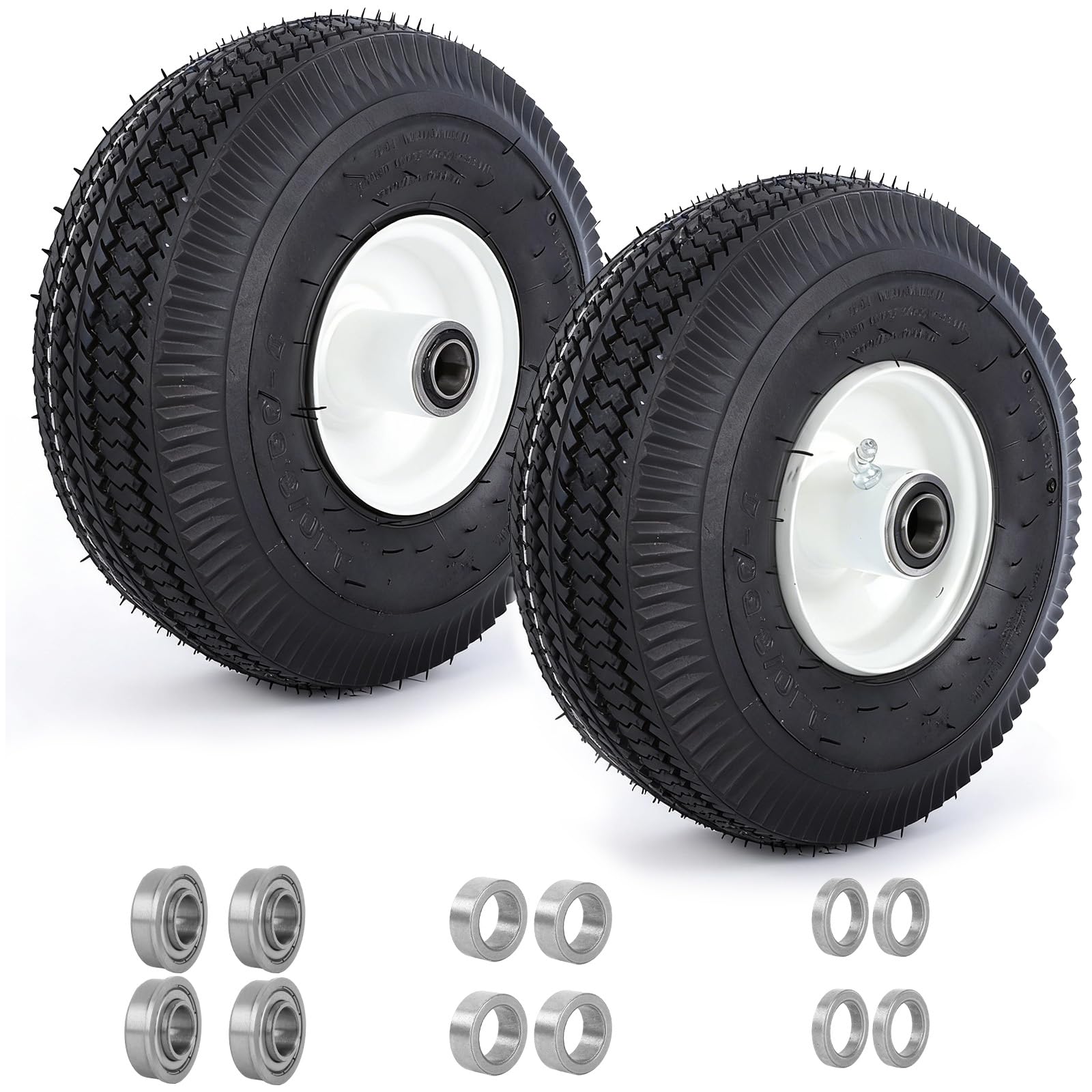 Photo 1 of (2 Pack) 4.10/3.50-4 Tubeless Lawn Mower Tire and Wheel