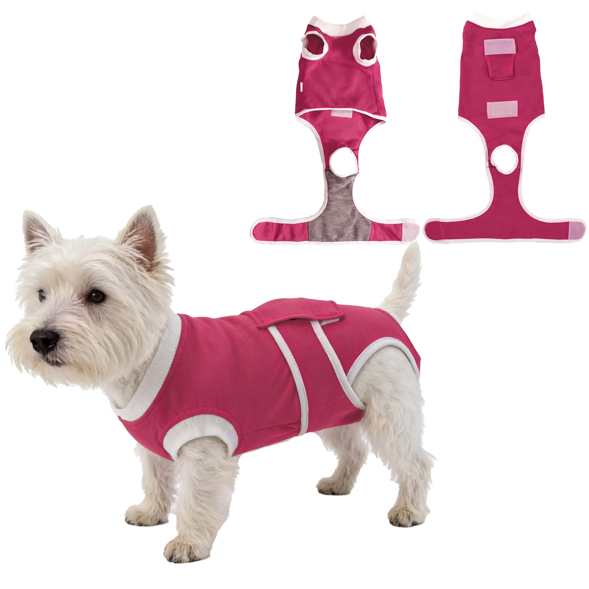 PawSailor Dog Surgery Recovery Suit Soft Dog Recovery Body Suit After Surgery Post-Op Dogs Onesie for Female Spay & Male Neuter, Puppy Post Vest E-Collar Cone Alternative, Prevent Licking, Pink L