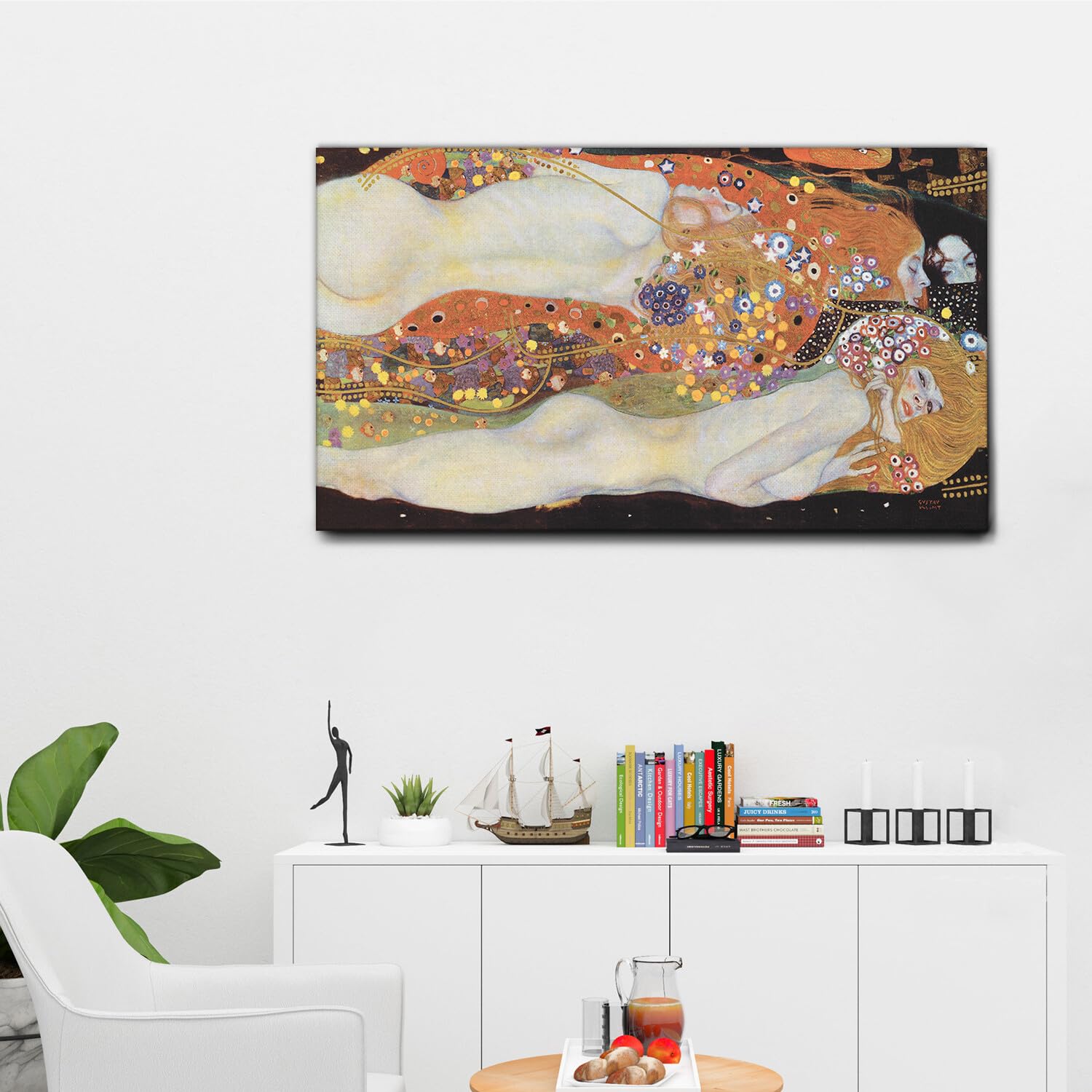 Giallobus - Quadro - Gustav Klimt - Bisce d'acqua - Tela Canvas Telaio Standard - 140x80 - Pronto da appendere - Quadri moderni per la casa