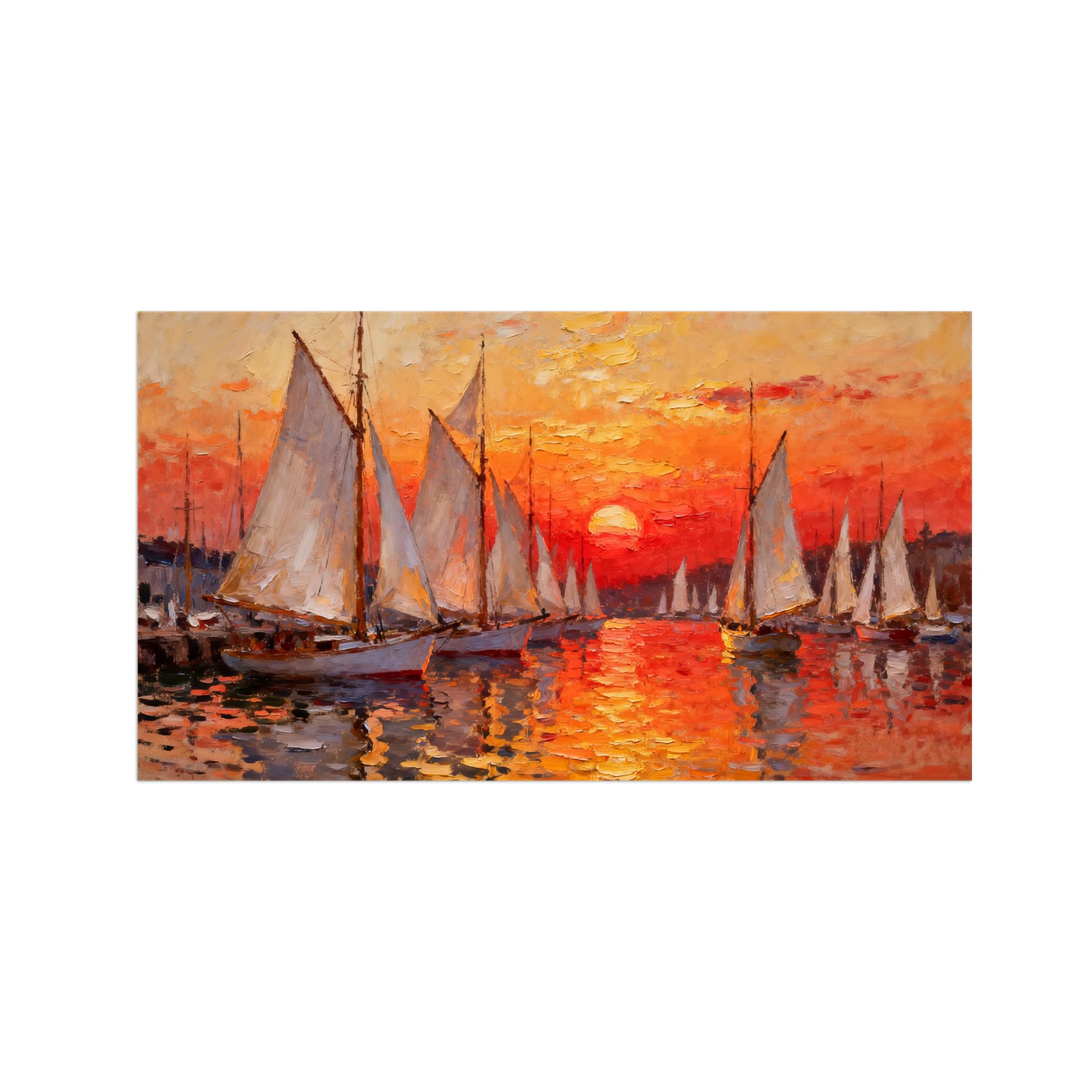 OZPWBVY Sailboat Sunset Landscape Canvas Wall Art Print Painting 20x35cm Unframed