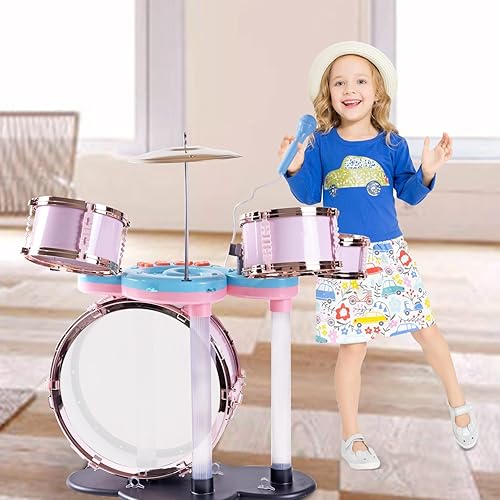Miniatura 2 de Micrófono suave compatible con reproductor de música MP3, juego de instrumentos educativos para niños, juego de batería de jazz de rock, instrumento