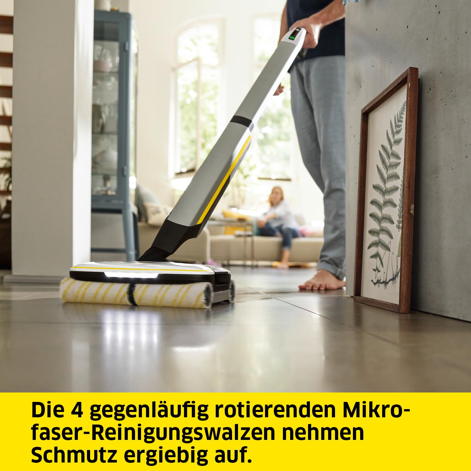 KÄRCHER Hartbodenreiniger FC 7 Cordless Extra, kabelloser Bodenreiniger mit 4 rotierenden Mikrofaserwalzen, Akkulaufzeit: ca. 45 min, Flächenleistung pro Akkuladung: ca. 135 m², exklusiv bei Amazon