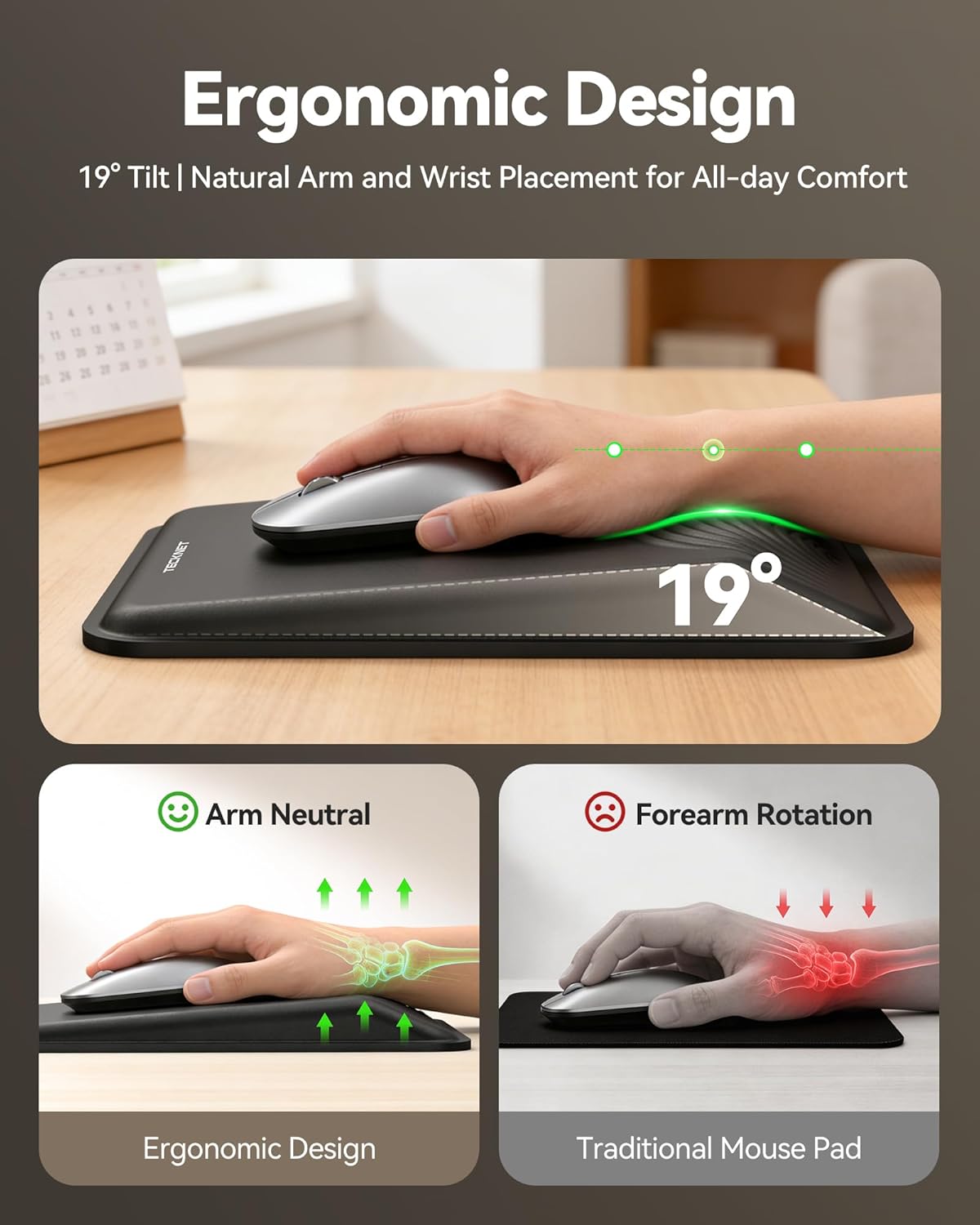 Ergonomic Mouse Pad with Wrist Rest, Mousepad with Wrist Support with Built-in Memory Foam and Ergonomic Slope Design Relieves Carpal Tunnel Syndrome Pain,Desk Computer Office Gaming Mouse Pads 3 71nLbCmo3fL. AC SL1500