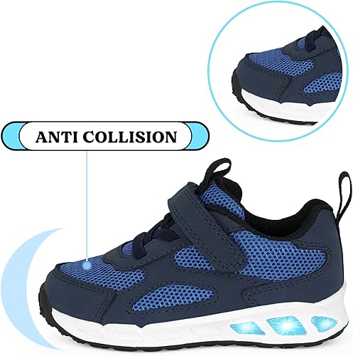 Vista 5 de YESKIS Zapatos con luz LED intermitente, malla ligera, transpirable, adorable, tenis para correr para niños pequeños y niños pequeños