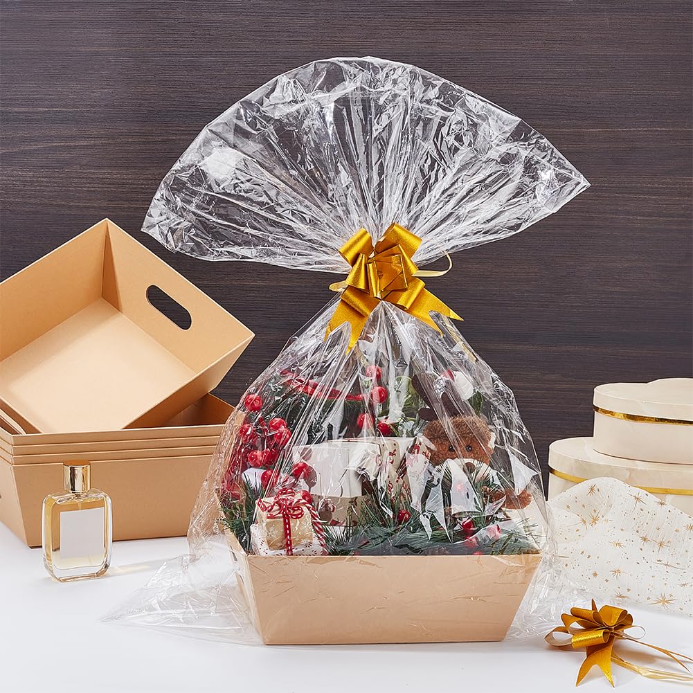 AHANDMAKER Confezione da 10 cestini vuoti per regali, cestini di carta con sacchetti regalo con nastro per Natale, matrimoni, bomboniere, decorazioni per le vacanze, 25,4 x 20,3 x 7,6 cm