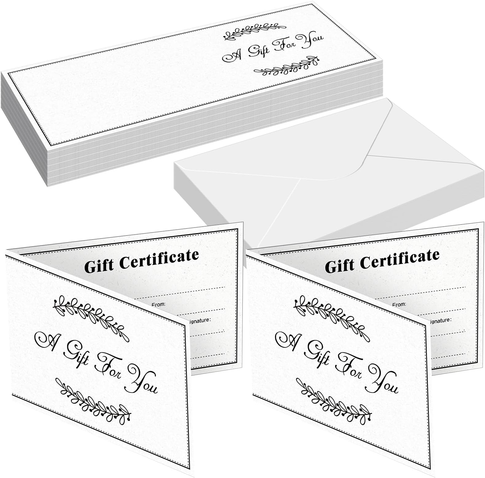 50 Sets Gift Certificates With Envelopes - Blank Business Gift Cards