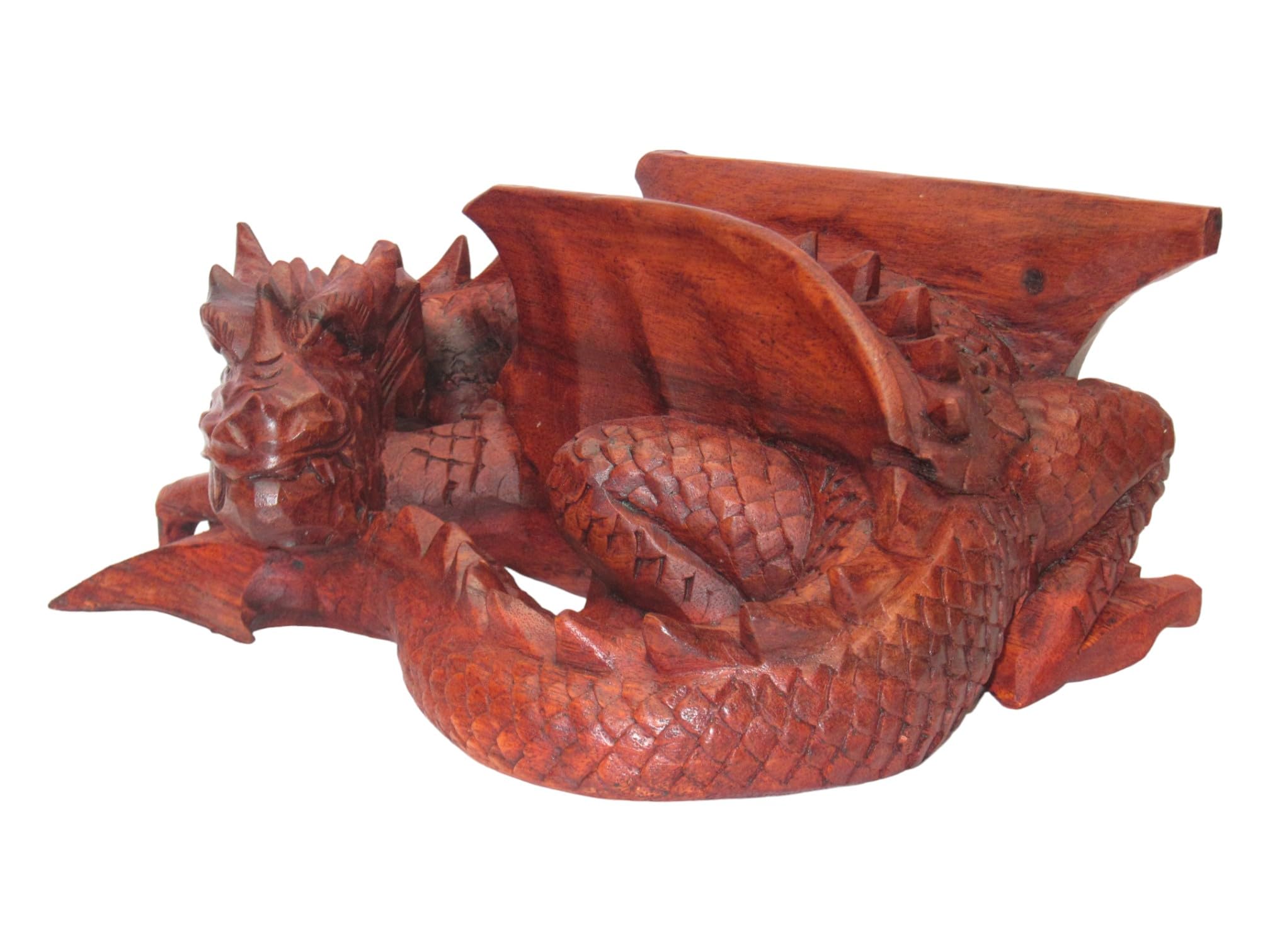 Brave Wings Hand Carved Wooden, Treasure Keeper Sleeping Dragon - Image 3