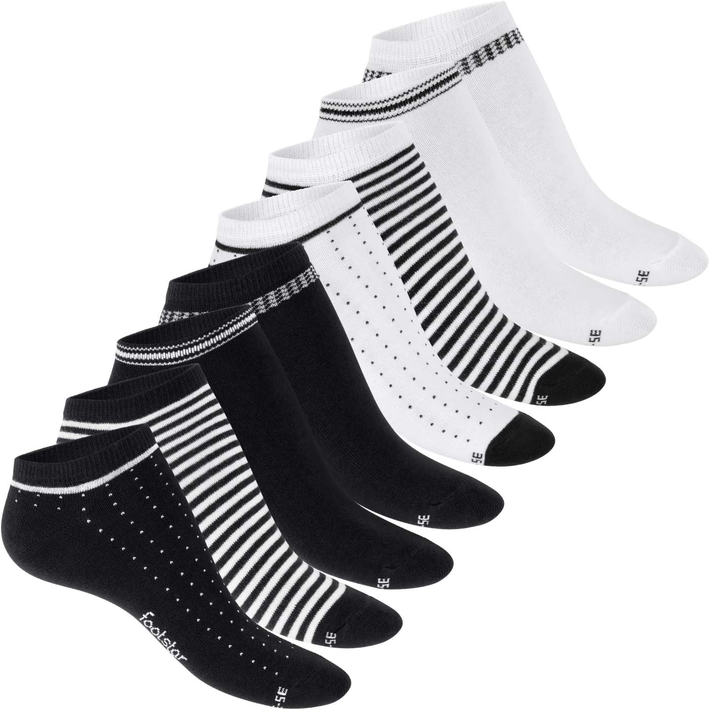 Lot De 8 Paires De Chaussettes De Sport Pour Femme Footstar - Motifs Fun Ancre, Rayures Et Pois