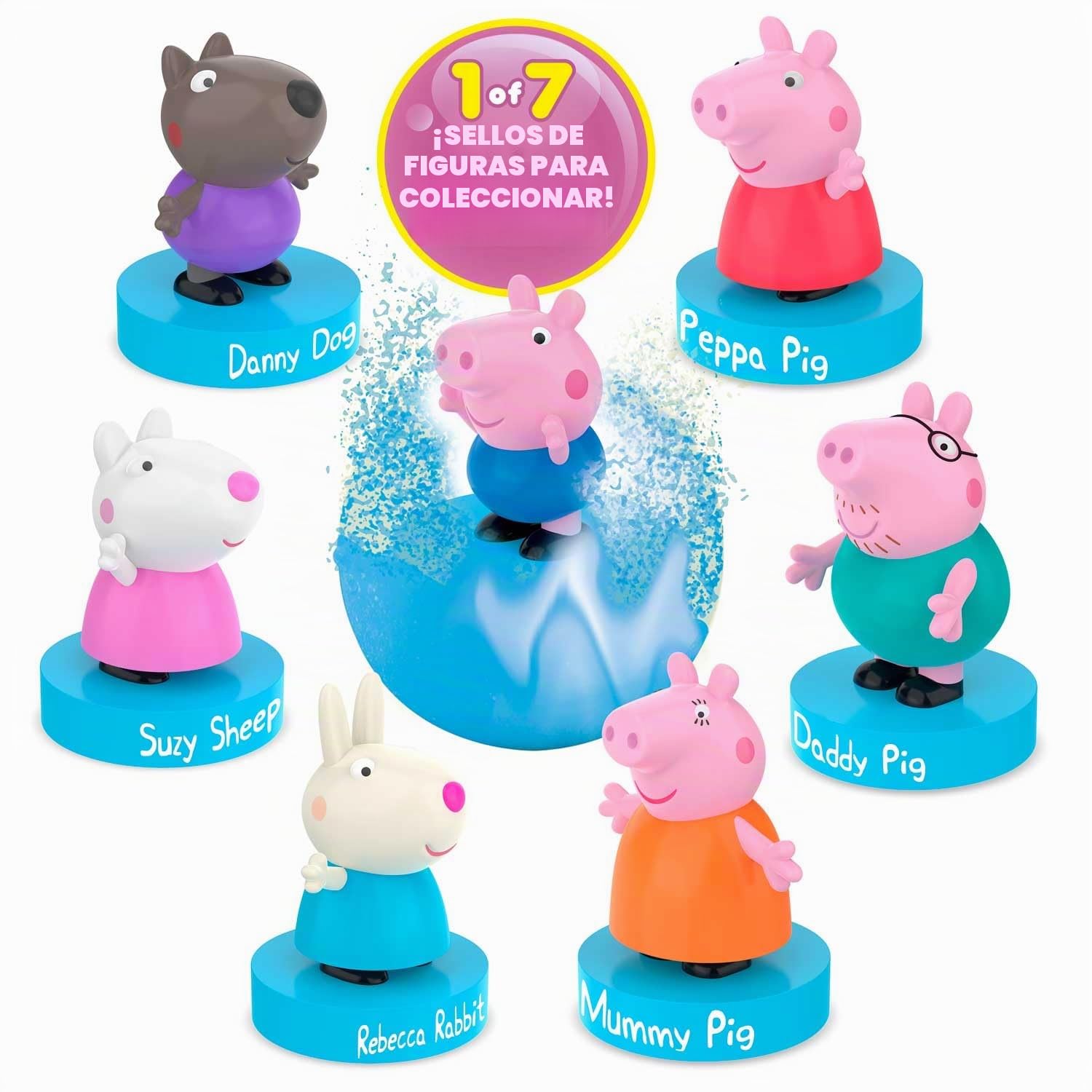 INKEE Surprise Juego de 8 Bombas de baño de Peppa Pig para niños, con Sorpresa, Juguete de Peppa Pig para la bañera, con Aroma a Fresa y Efecto Espuma
