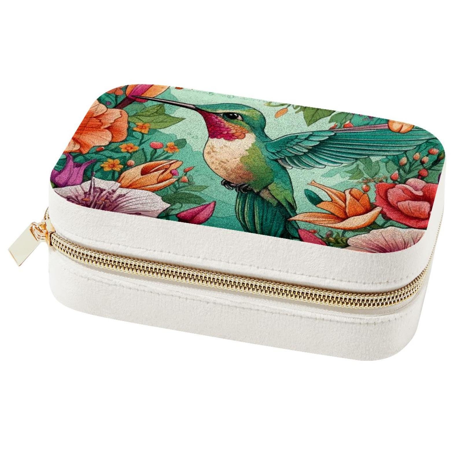 Boîte à bijoux portable colibris de qualité pour femmes