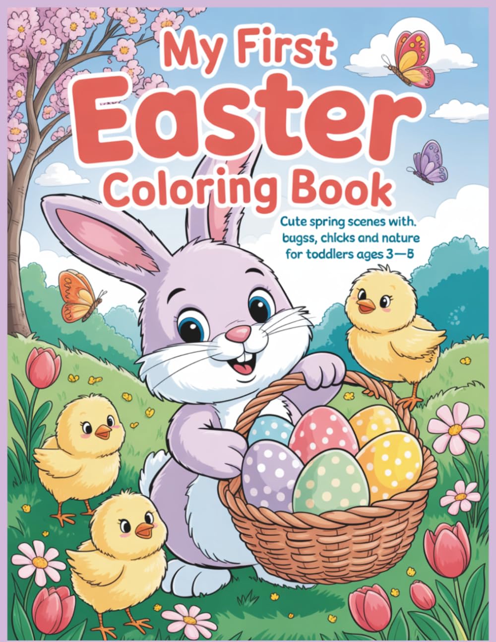 My First Easter Coloring Book: Cute Spring Scenes with Bunnies, Eggs, Chicks and Nature for Toddlers Ages 3–5