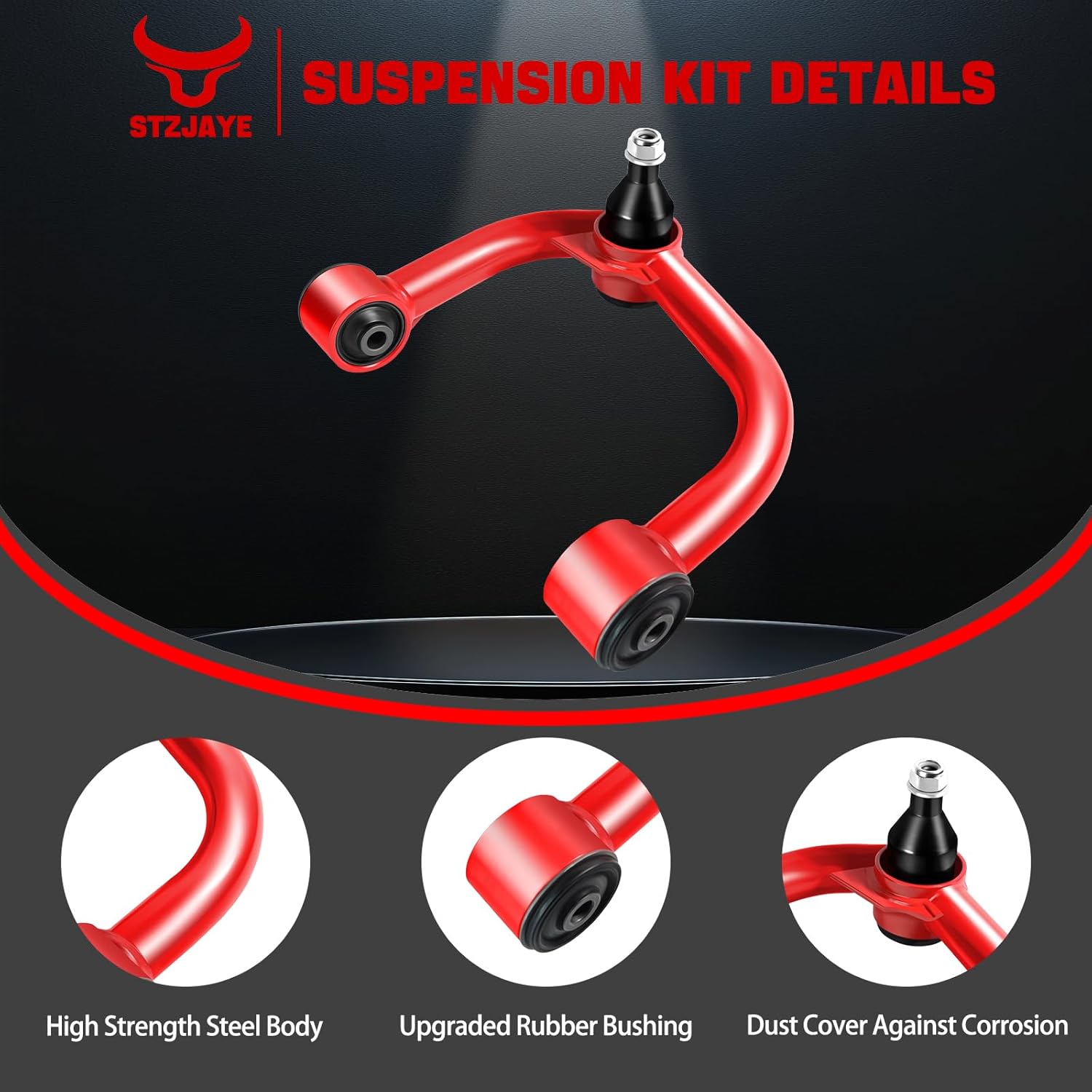 2-4inch Upper Control Arms Compatible with Ford F-150, 2 to 4" Lift Front Adjustable Tubular Suspension Control Arm Kits for 2004-2022 F-150, Suspension Arms with 2 Replacement Ball Joints