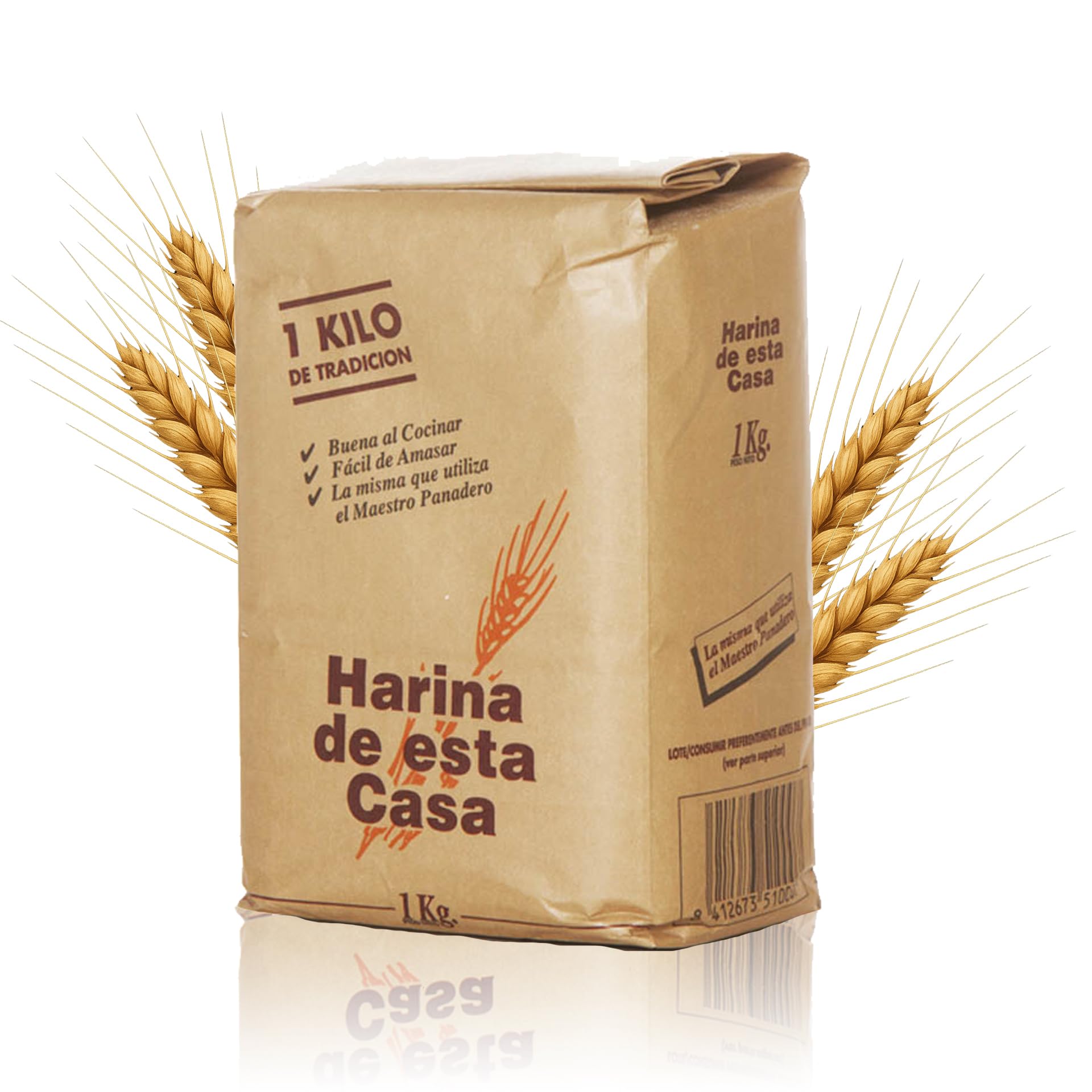 Harina de esta Casa | Harina De Trigo Suave 1 Kg | Con Todo el Germen del Trigo | Ideal para Bizcochos y Galletas | Absorción de Agua Baja |Mezclable con Harina de Fuerza para Masas de Pizzas