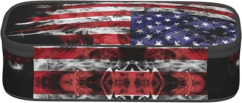 Miniatura 7 de Estuche para lápices para niños y niñas, estilo bandera de Estados Unidos, gran capacidad, negro, portátil, caja de lápices, papelería, escritorio,