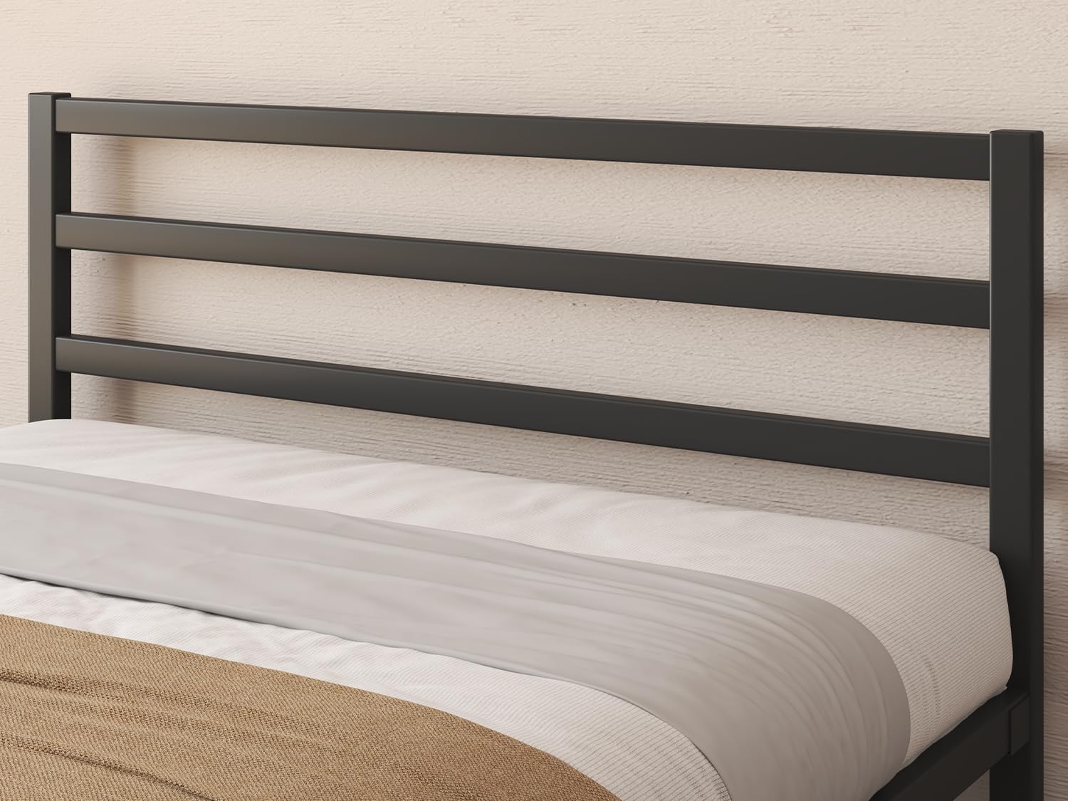 Queen Size Bed Frame, Metal Platform Bed Frame with Headboard, Large Under Bed Storage, Strong Metal Slats Support, No Box Spring Needed, Easy Assembly, Black - Image 4