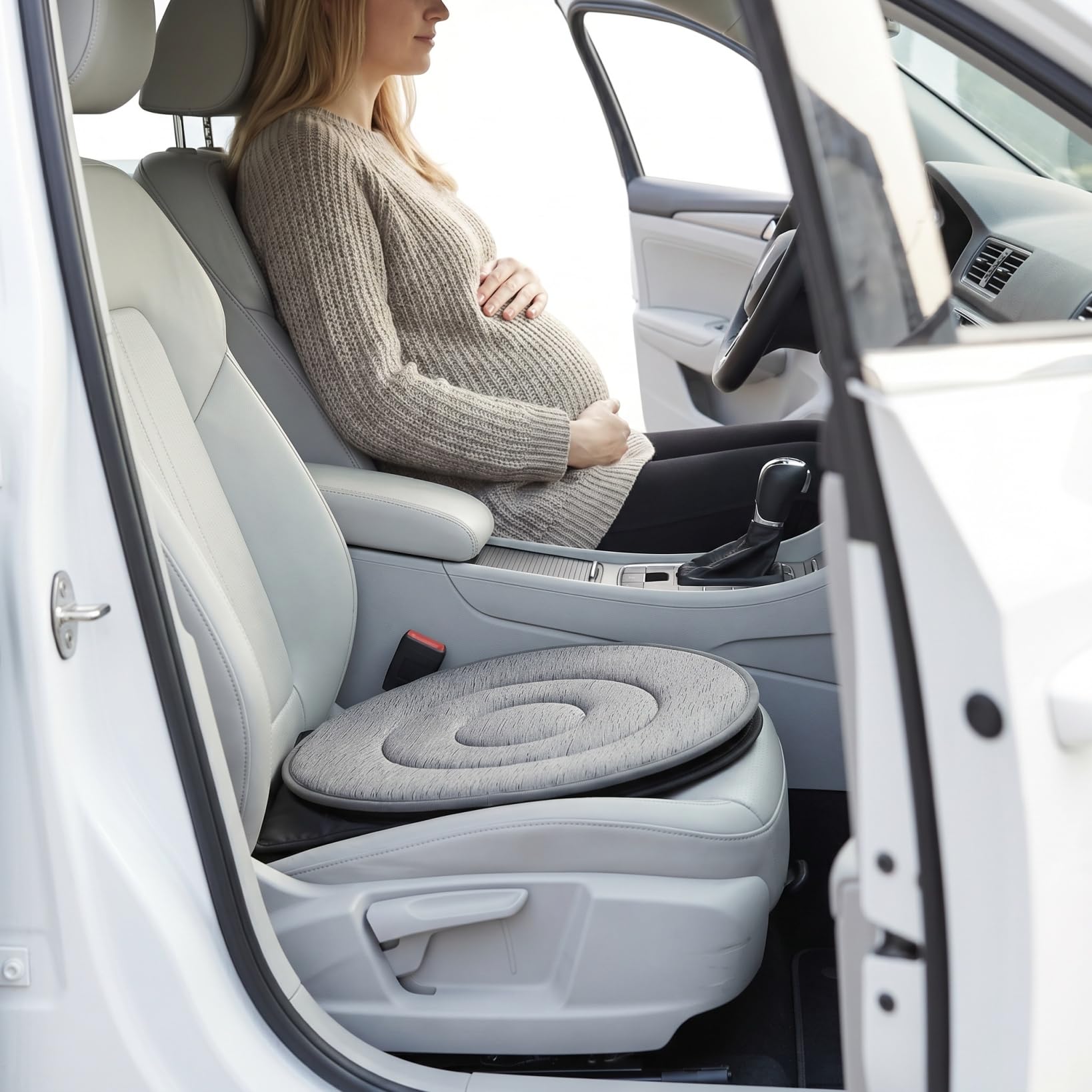 Cabilock Cuscino per seggiolino auto con rotazione a 360 gradi, multifunzione, cuscino girevole per il dolore, antiscivolo, design ergonomico, cuscino girevole per sedile auto, colore grigio