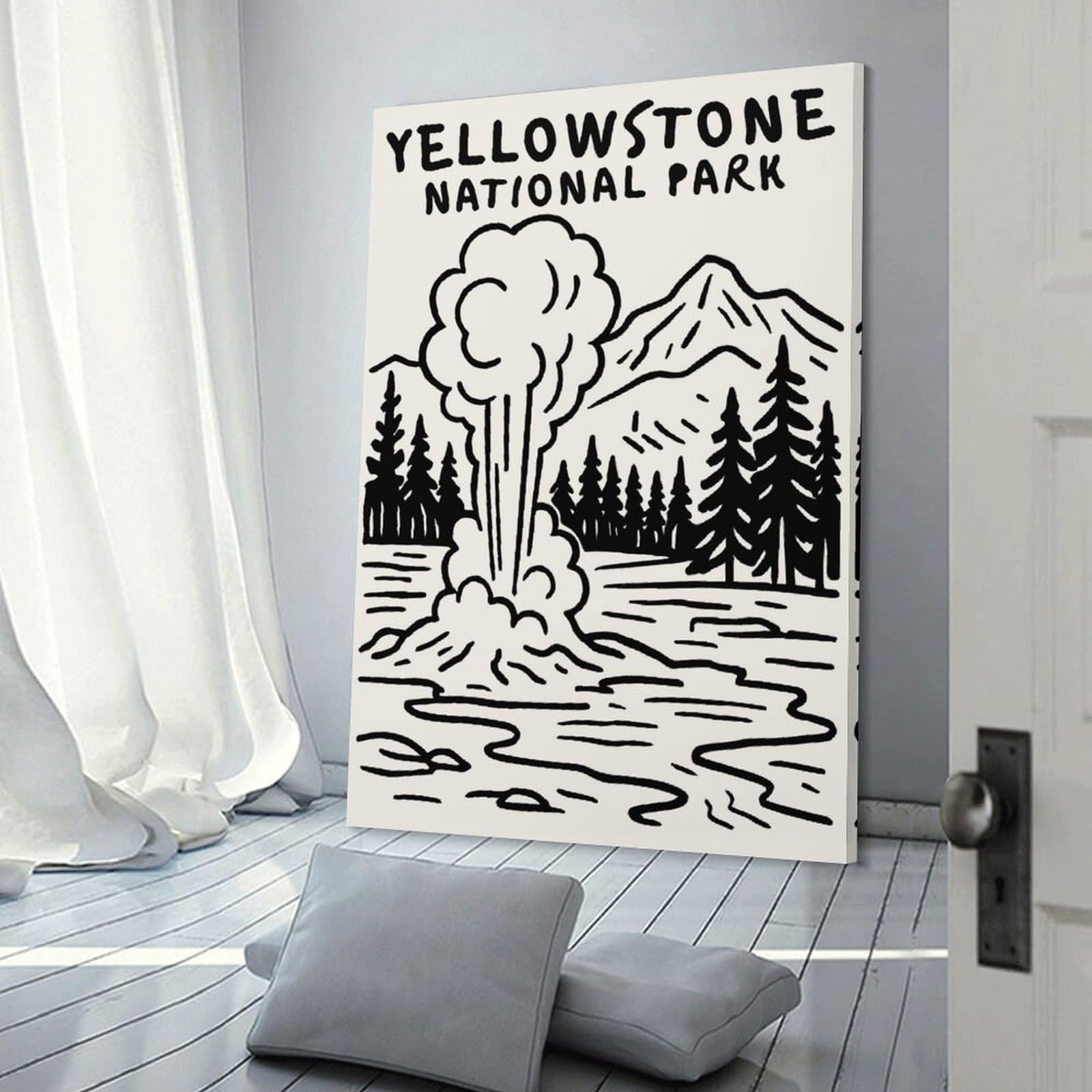 Junmoney Canvas Wall Decor Yellowstone National Park Geyser, 16x24inch(40x60cm), for Gallery Wall Layouts in Home Or Office, Home Wall Art for Statement Displays