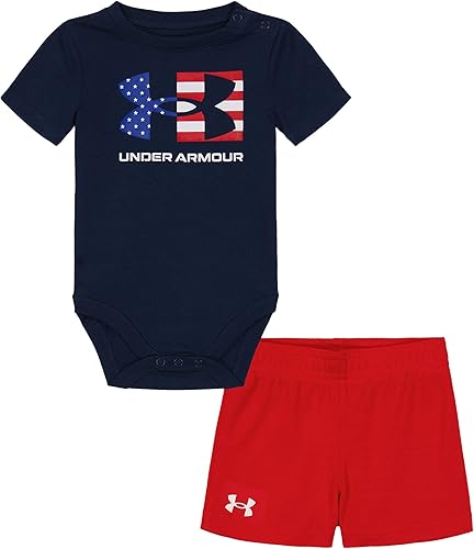 Under Armour Conjunto de camiseta y pantalones cortos de manga corta de 2 piezas para niños, colección al aire libre