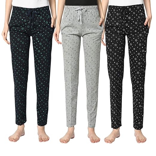 Women's Regular Fit Cotton Blend Track Pants Multicolour