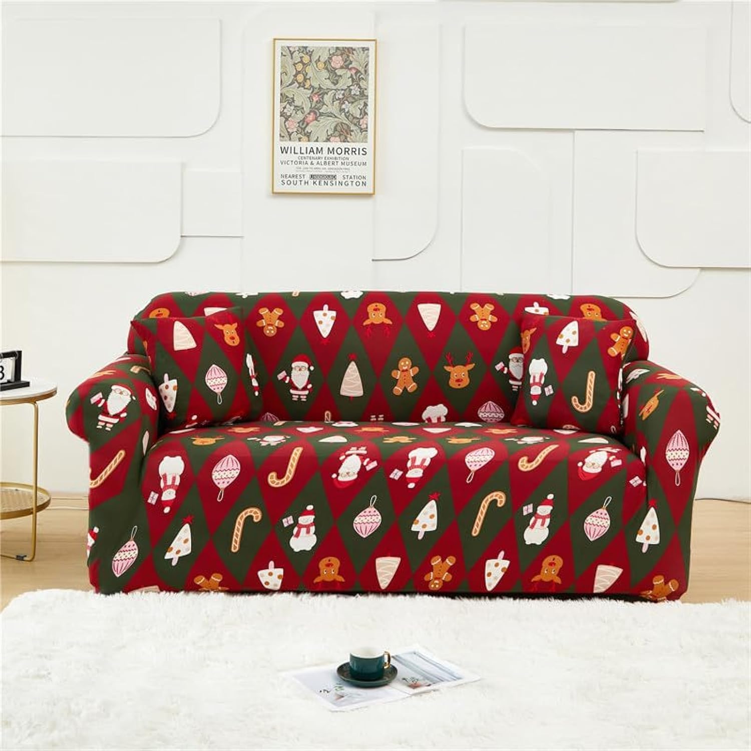 AURLOE Printed Sofa Cover Stretch Couch Covers Set Patterned Loveseat Slipcovers for 2 Seater Cushion Couch Love Seat (CLLG, 2 Seater/Loveseat)