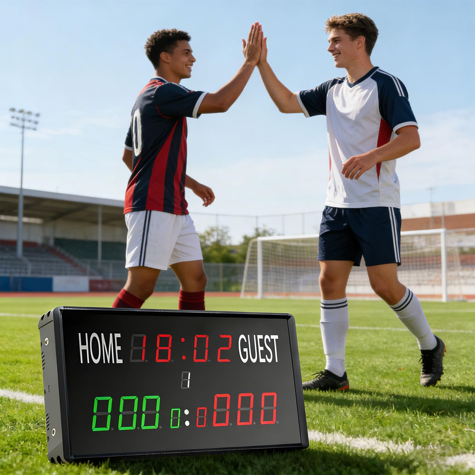 Marcador deportivo LED de visibilidad con temporizador de cuenta regresiva para fútbol, baloncesto, voleibol, voleibol