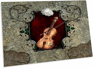 3dRose Violin with Violin Bow on a Frame - Desk Pad Place Mats (dpd-256399-1)