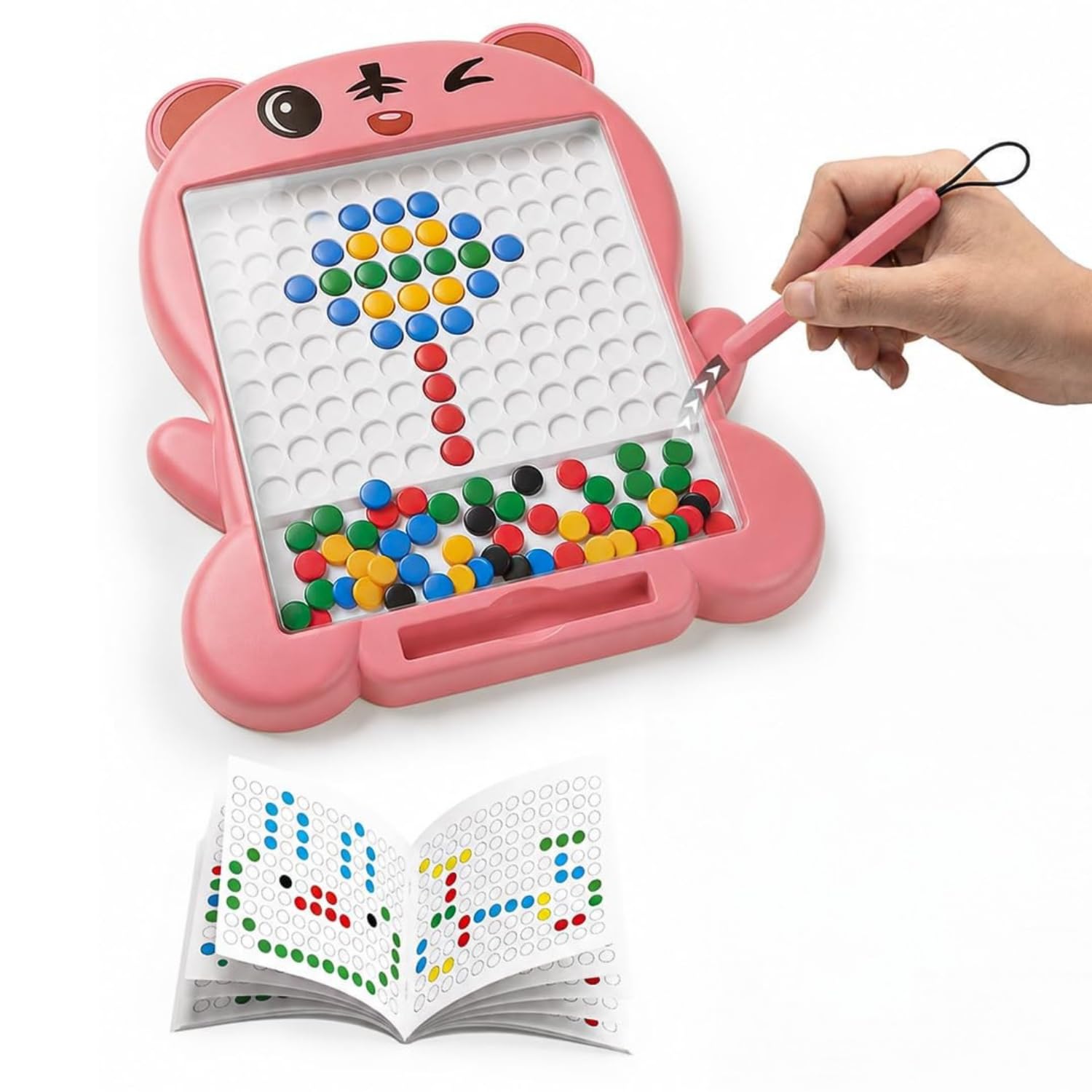 Magnetic Drawing Board for Kids with 80 Beads & Magnetic Pen | Big Size Magnetic Doodle Board | Educational Learning Toy, Drawing & Creativity for Boys & Girls (Multicolor) (Pink Medium)-picture-24