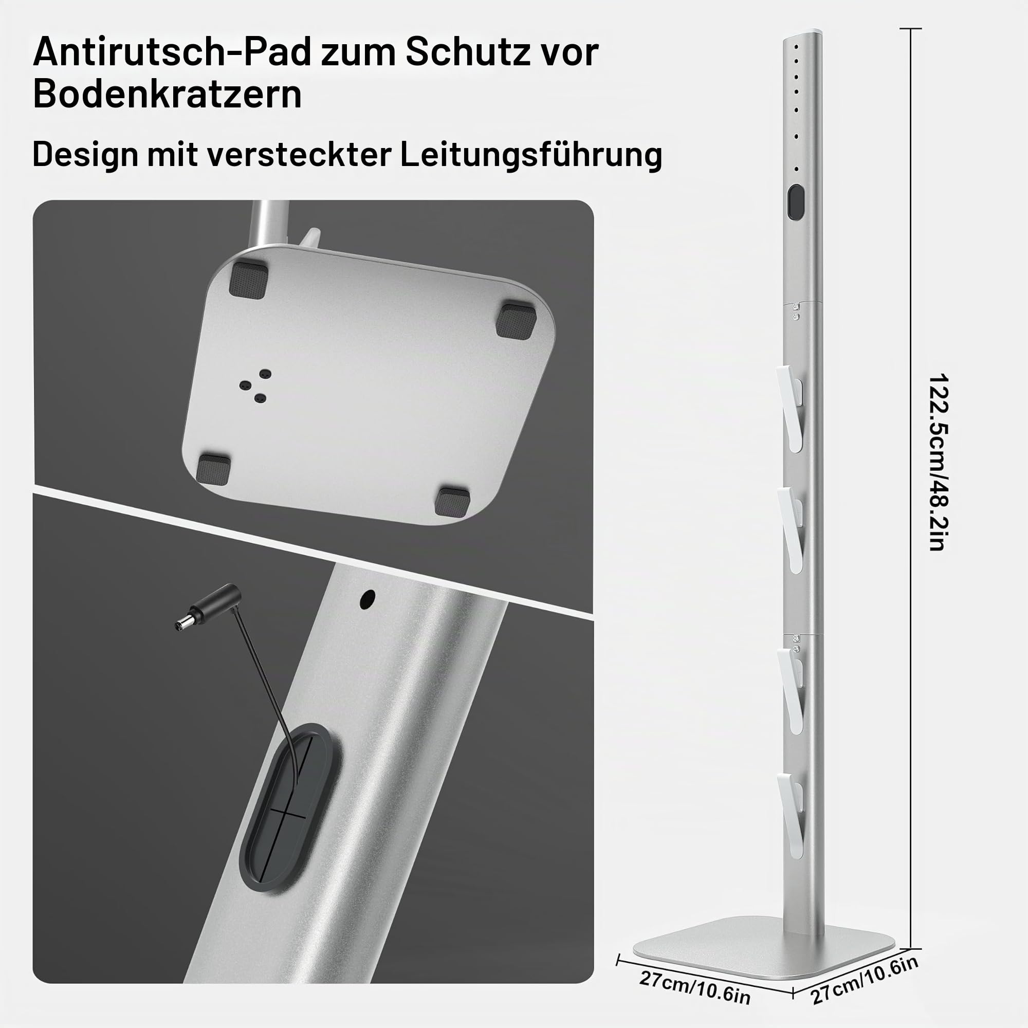 OUTBROS Staubsauger Ständer mit 4 Haken-Kompatibel für Dyson halterung, Silbrig