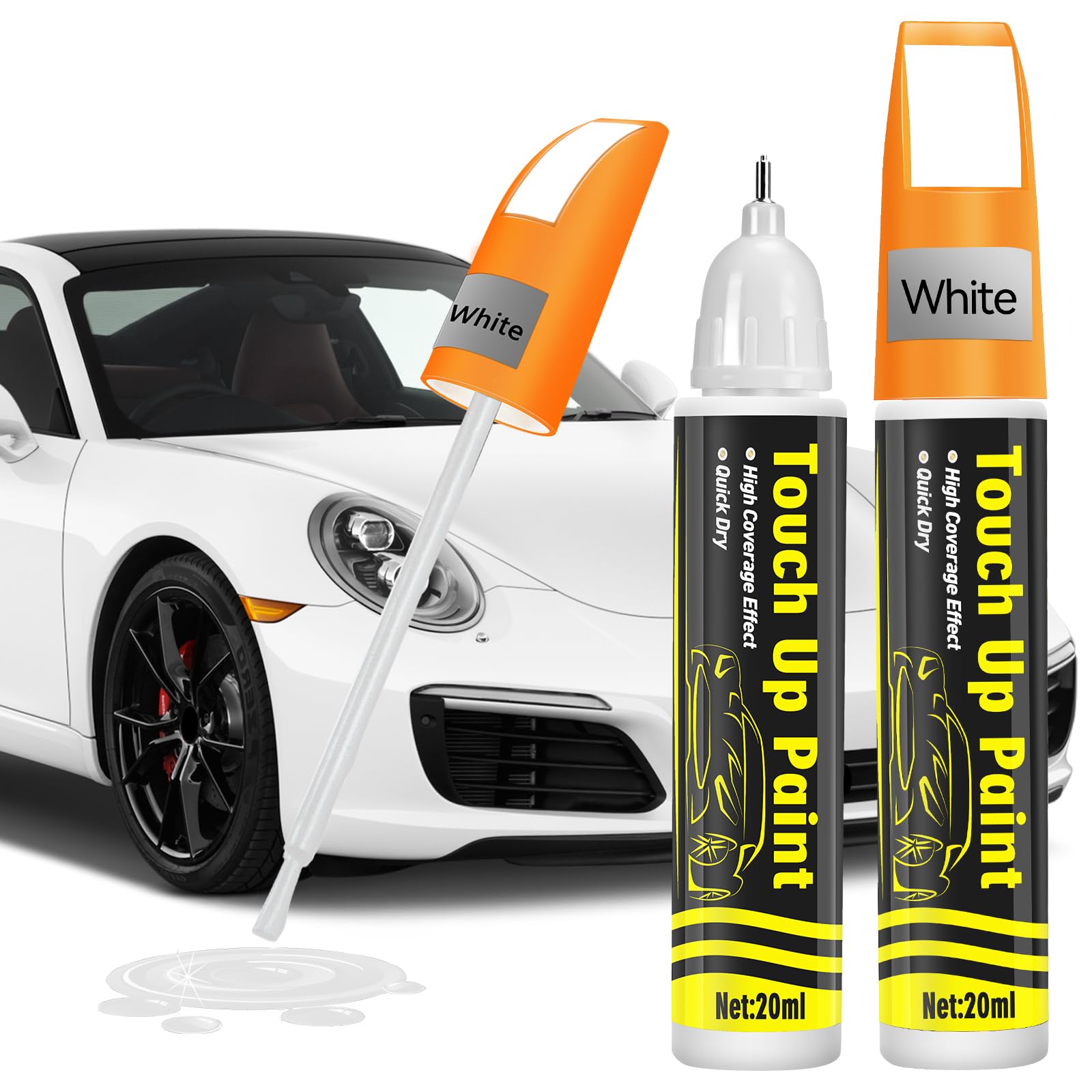 prowithlin Reparador de Reparador Arañazos Coche, Reparador de Arañazos Coche, Bolígrafo de Pintura para Coche Dos en Uno, Rápida Reparación de Arañazos en Coches (Blanco, 2x20ml)