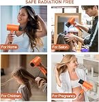 Slopehill Professional Ionic Hair Dryer, Powerful 1800W Fast Drying Low Noise Blow Dryer with 2 Concentrator Nozzle 1 Diffuser Attachments for Home Salon Travel (Cosmic Orange)