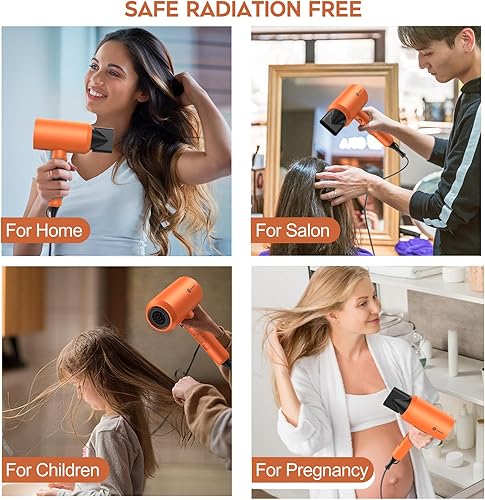 Miniatura 7 de Slopehill Secador de pelo iónico profesional, potente secadora de bajo ruido de secado rápido de 1800 W con 2 boquillas concentradoras, 1 accesorios