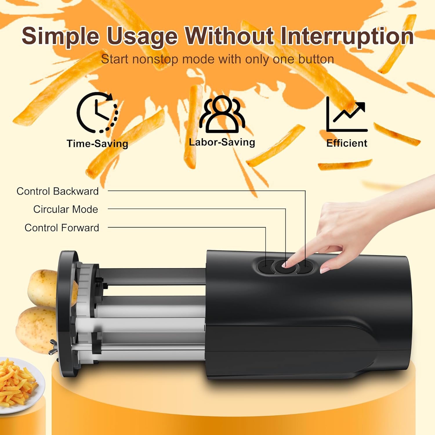 Electric French Fry Cutter, Automatic Professional Potato Stainless Steel Cutter with 1/2 & 3/8 Inch Blade for Potatoes, Carrots, Vegetable (GREEN)