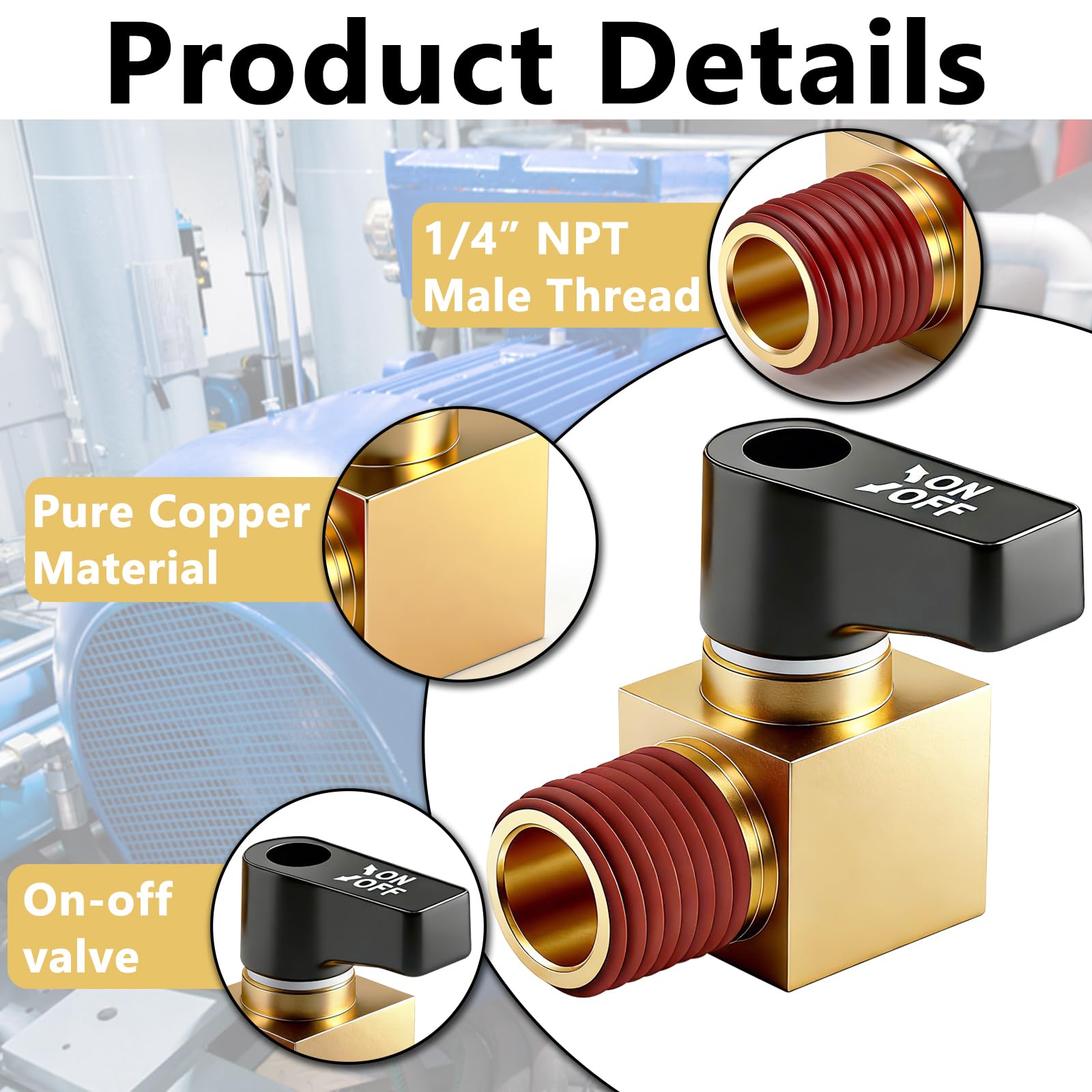Brass Air Compressor Drain Valve - Reliable & Durable -3