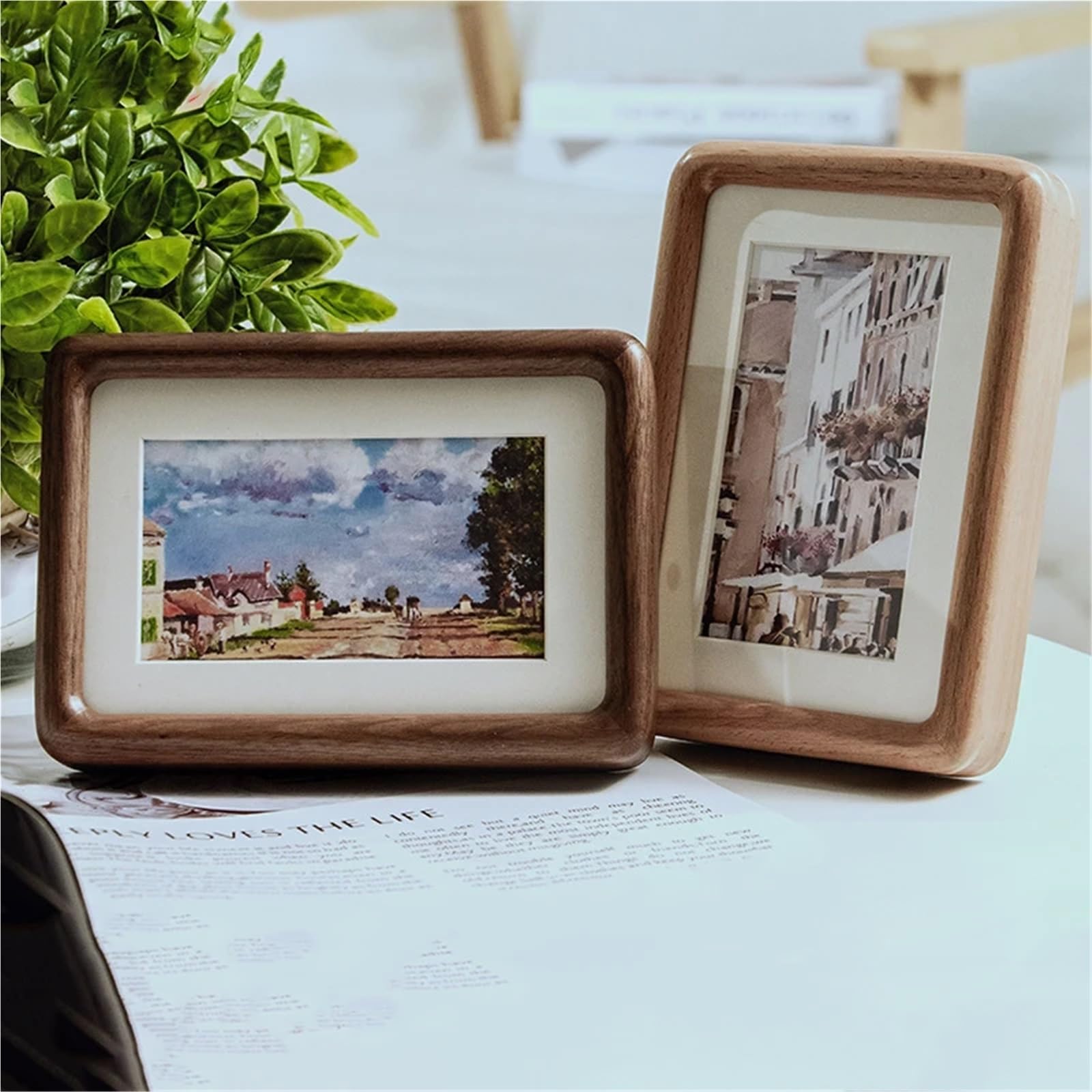 Bilderrahmen Fotorahmen Massivholz Abgerundete Dekorative Tischplatte Display Holz Bild Kunstwerk Halter Wohnkultur(Color 4,10.2x15.2cm)