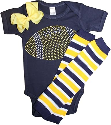 Amazon.com: Baby Girl Equipo de color azul marino y amarillo escuela del  color Rhinestone amarillo Fútbol, Azul Marino Outfit, 12-18 meses, Marino :  Ropa, Zapatos y Joyería