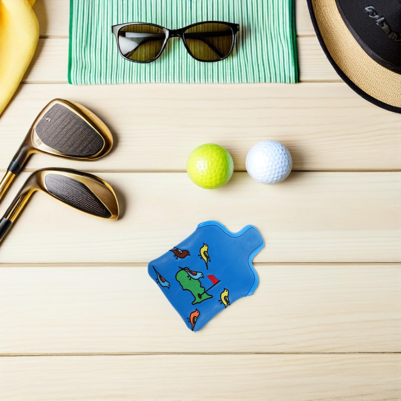 Funda para Putter de Golf Tipo Mazo de PU Interior de Felpa Diseño Cuadrado Azul Protección Resistente para Campo de Golf Accesorio Ligero y Reutilizable