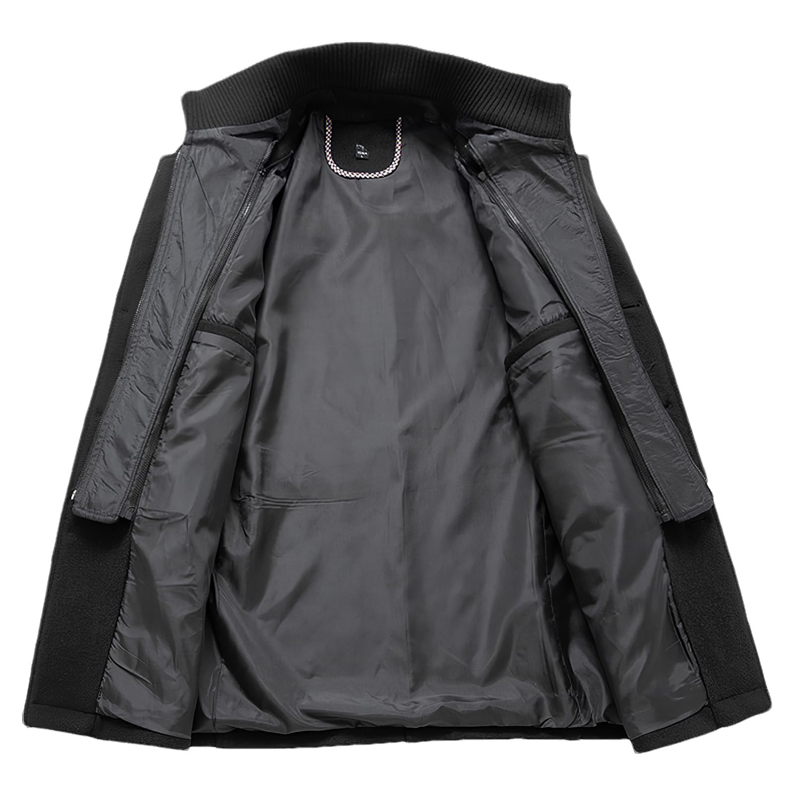 ANUFER Hombre Mezcla Lana Peacoat con Cuello Desmontable