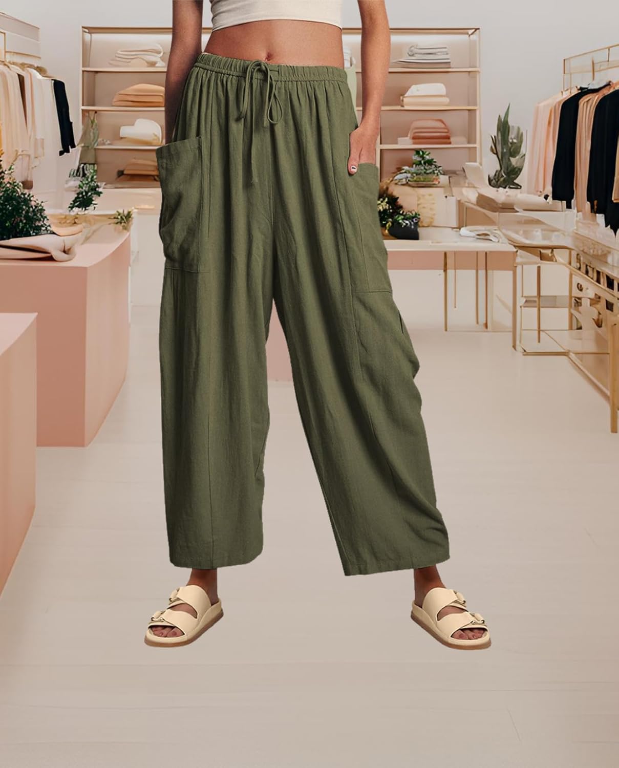 LIZALIG Women's Summer Wide Leg Pants Casual Soft Loose Fit Beach Vacation Pants with Pockets for Daily Wear - Image 6