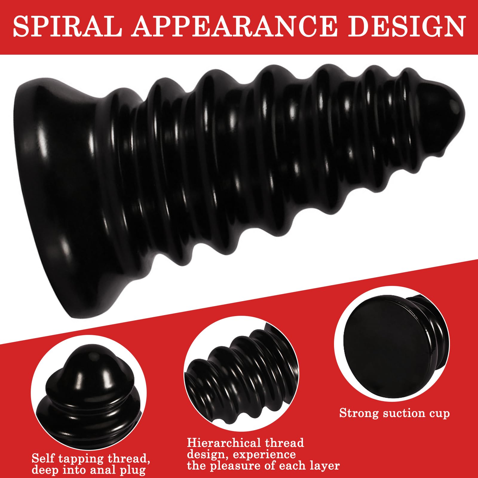 BDSMLOVE tapón anal grande, tapón anal con rosca gigante, consolador anal XXL, juguetes anales, fisting, juguete sexual, juguete sexual erótico a partir de 18 para parejas (Negro, XL)