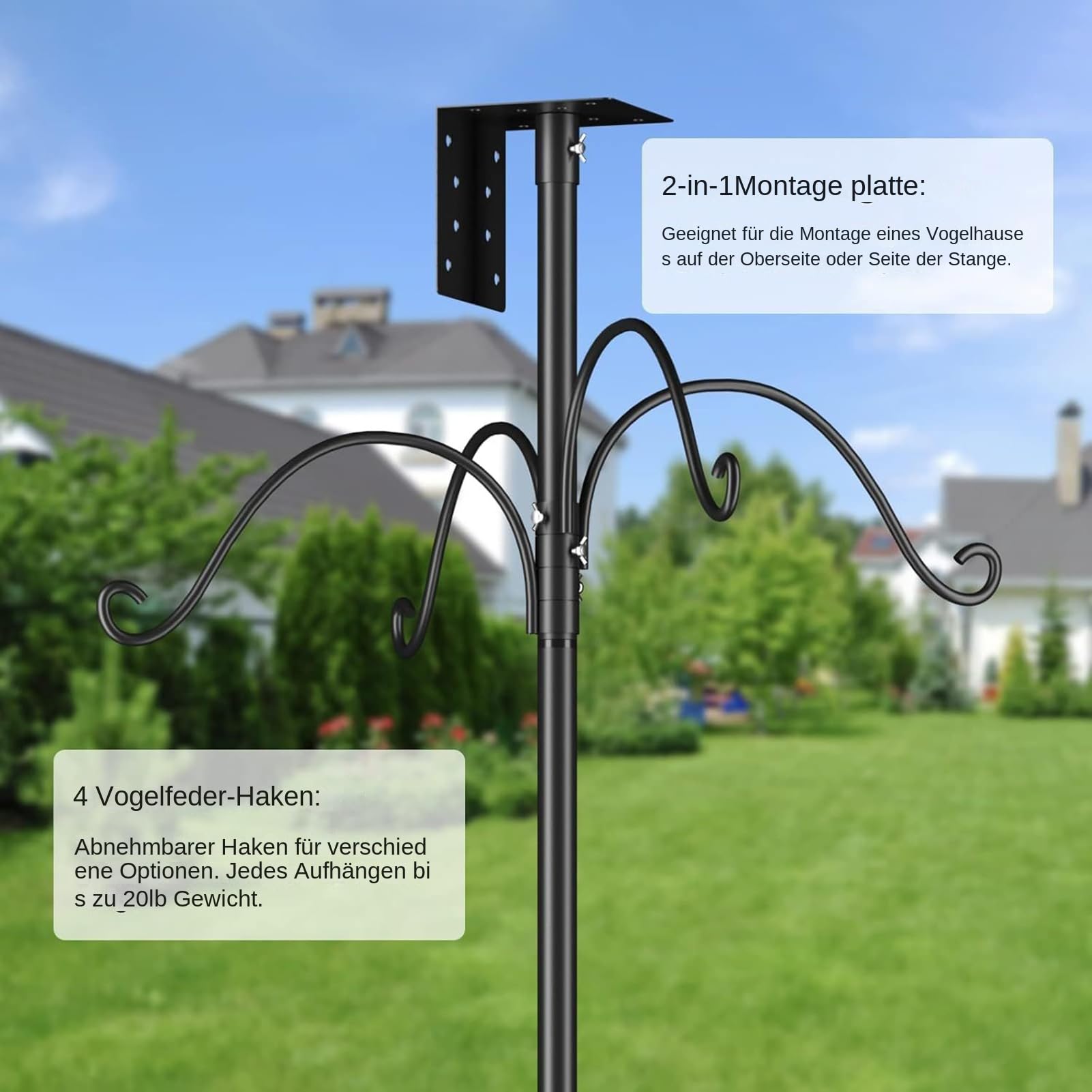 Per Mangiatoia Per Uccelli Portante Regolabile Resistente | Mangiatoia Per Uccelli Da Esterno 234 Cm Con Baffle Anti Scoiattolo Per Giardino Cortile Patio Attirare Animali Selvatici E