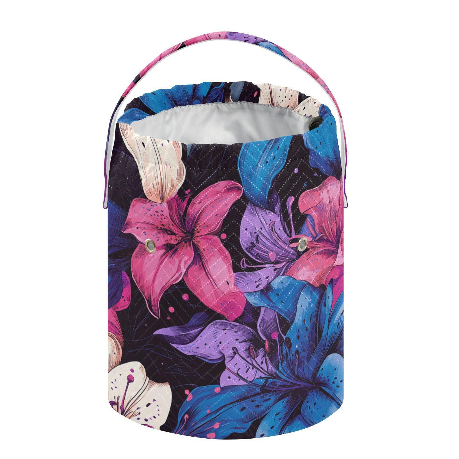 Lilies Flowers Bold Colors Digital Art Crochet Storage Knitting Project Bags Portable Needle Storage for Knitting Kit Knitting Crochet