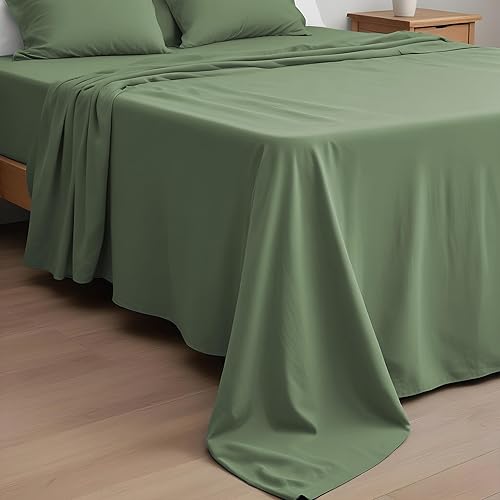 Miniatura 4 de Linenwalas Juego de sábanas de 100 % algodón orgánico tamaño King, 4 piezas, suaves y transpirables, tejido de percal con calidad de hotel, bolsillo