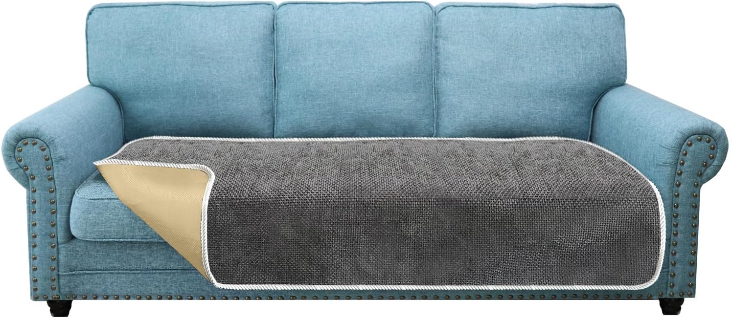Granbest Non-Slip Sofa Seat Covers 3 Seater Thick Sofa Cover Sofa Protectors from Pets Universal for All Seasons (3 Seater, Grey)