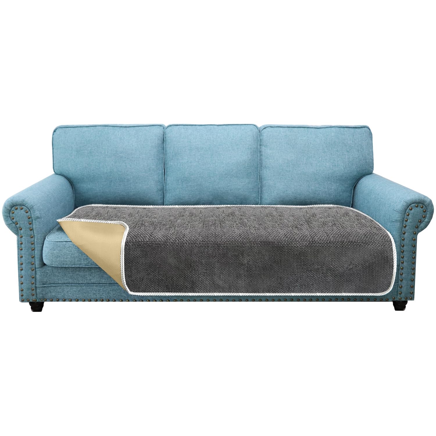 Granbest Non-Slip Sofa Seat Covers 3 Seater Thick Sofa Cover Sofa Protectors from Pets Universal for All Seasons (3 Seater, Grey)