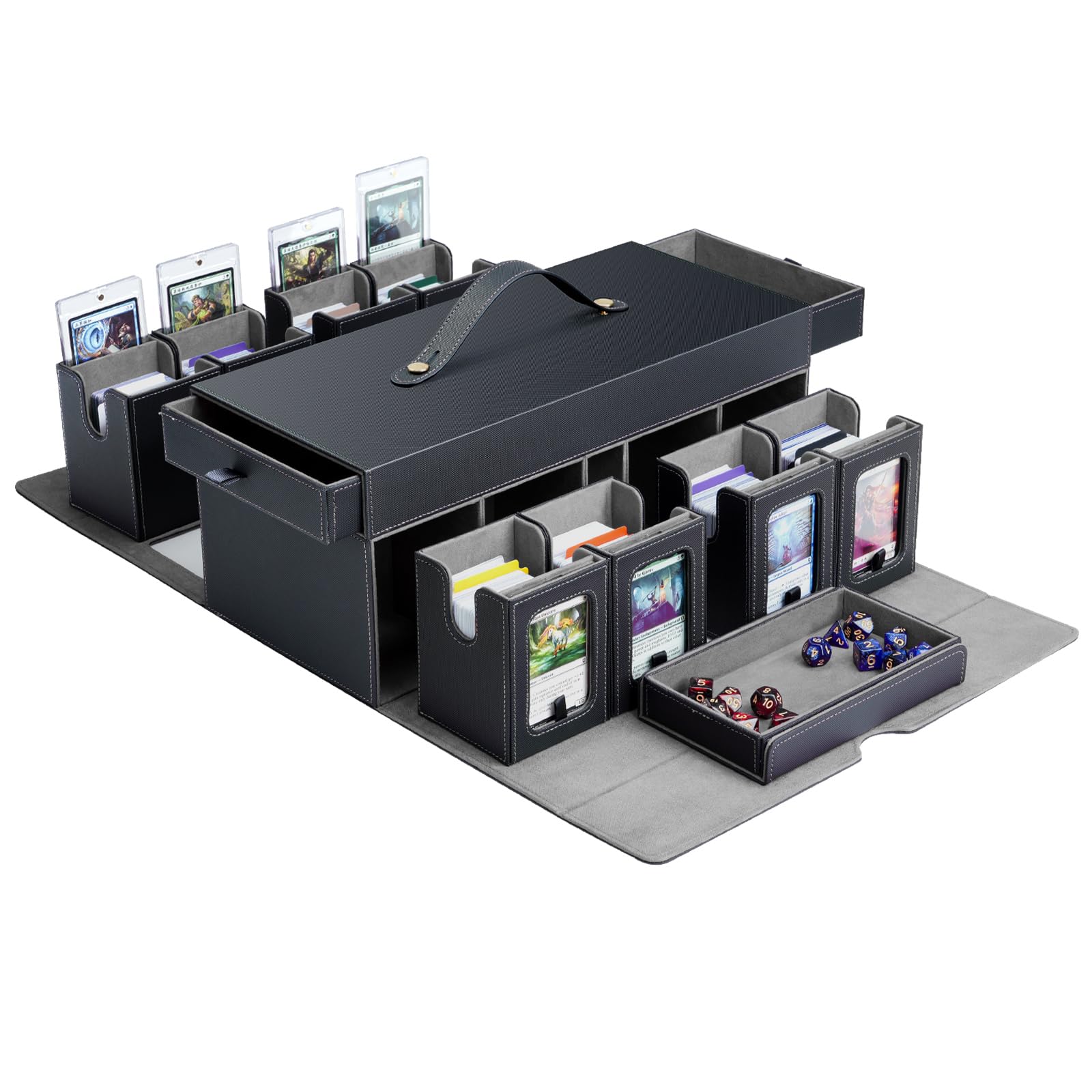 TiMOVO Kartenbox, 11-in-1-Modulsystem für MTG Commander TCG, Schwarz Grau